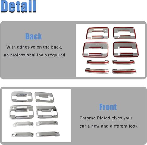 AUCERAMIC Chrome Plated Full Mirror Covers Caps and Door Handle Cover Fit 2009-2014 for Ford F-150 (Stick-on Overlay) in Saudi Arabia