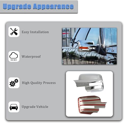 AUCERAMIC Chrome Plated Full Mirror Covers Caps and Door Handle Cover Fit 2009-2014 for Ford F-150 (Stick-on Overlay) in Saudi Arabia