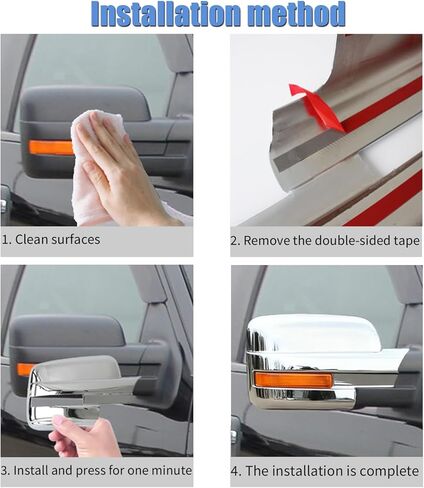 AUCERAMIC Chrome Plated Full Mirror Covers Caps and Door Handle Cover Fit 2009-2014 for Ford F-150 (Stick-on Overlay) in Saudi Arabia