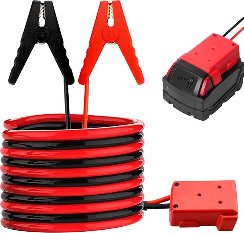 6.56FT 8AWG Milwaukee Jump Starter, M18 18V Jumper Cables for Car with Adapter, Automotive Battery Jumper Cables for Mid-Size Cars Light Trucks Car Jump Starting Using Tool in Kuwait