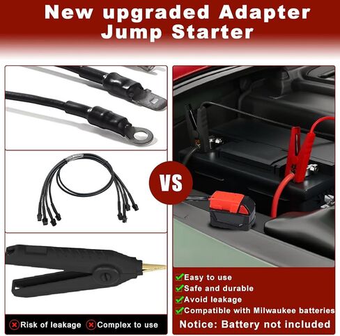 6.56FT 8AWG Milwaukee Jump Starter, M18 18V Jumper Cables for Car with Adapter, Automotive Battery Jumper Cables for Mid-Size Cars Light Trucks Car Jump Starting Using Tool in Kuwait