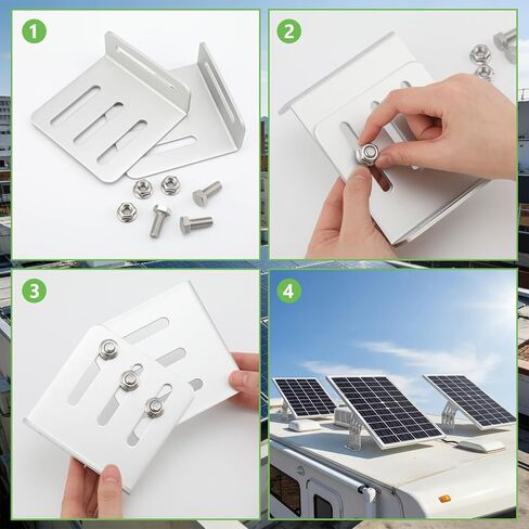 Frienda 8 Pcs Solar Panel Tilt Mount Brackets, 4"-7" Adjustable Length, 20°-160° Adjustable Angle, 1/8" Thick Anodized 6063 Aluminum Solar Panel Rack Mount for Rv, Roof, Boat in Saudi Arabia