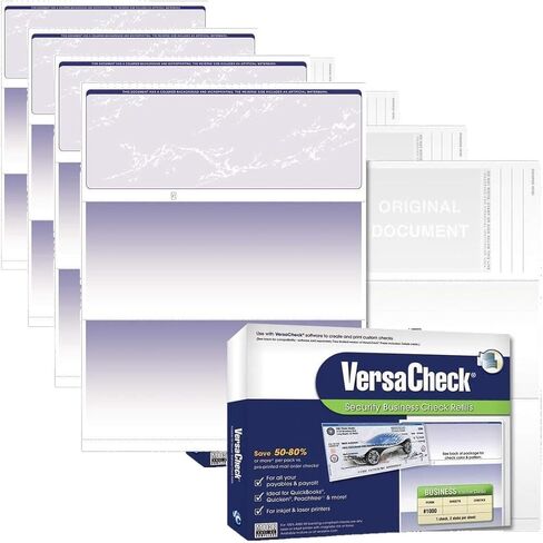 VersaCheck Secure Checks - 500 Blank Business Voucher Checks - Blue Prestige - 500 Sheets Form #1000 - Check on Top in Kuwait