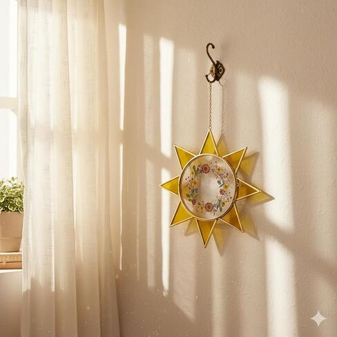 Sunburst Pressed Flower Frames with Tweezers, Decorative Wall Art Hanging Tabletop Display Double Glass Frames with Metal Chain for Dried Flowers Plants, Horizontal Picture Frame, Golden Décor in Kuwait
