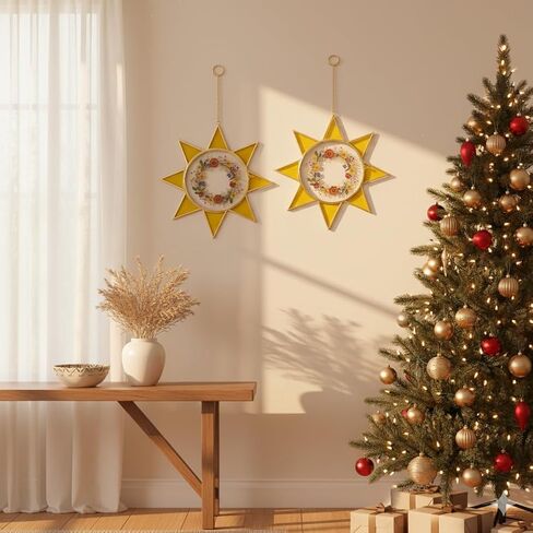 Sunburst Pressed Flower Frames with Tweezers, Decorative Wall Art Hanging Tabletop Display Double Glass Frames with Metal Chain for Dried Flowers Plants, Horizontal Picture Frame, Golden Décor in Kuwait