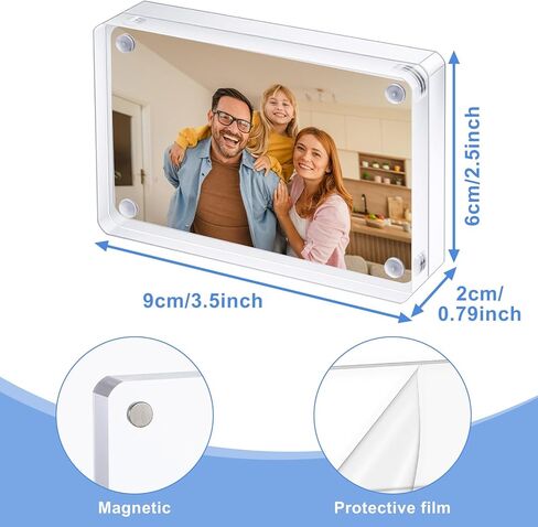 6 قطع إطار صورة أكريليك صغير مقاس 2.5 × 3.5 بوصة إطار بطاقة عمل من الأكريليك الشفاف مزدوج الجوانب وإطارات صور مغناطيسية لسطح المكتب بدون إطار لعرض الصور بحجم المحفظة وحامل عرض سطح المكتب للمكتب in Kuwait