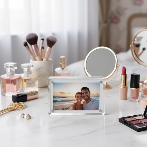 6 قطع إطار صورة أكريليك صغير مقاس 2.5 × 3.5 بوصة إطار بطاقة عمل من الأكريليك الشفاف مزدوج الجوانب وإطارات صور مغناطيسية لسطح المكتب بدون إطار لعرض الصور بحجم المحفظة وحامل عرض سطح المكتب للمكتب in Kuwait