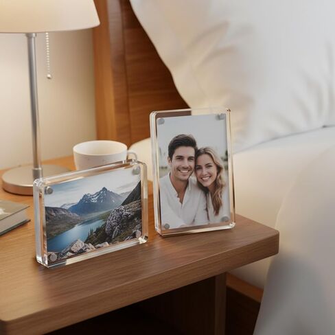 6 قطع إطار صورة أكريليك صغير مقاس 2.5 × 3.5 بوصة إطار بطاقة عمل من الأكريليك الشفاف مزدوج الجوانب وإطارات صور مغناطيسية لسطح المكتب بدون إطار لعرض الصور بحجم المحفظة وحامل عرض سطح المكتب للمكتب in Kuwait