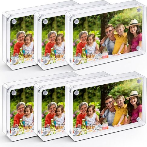 6 قطع إطار صورة أكريليك صغير مقاس 2.5 × 3.5 بوصة إطار بطاقة عمل من الأكريليك الشفاف مزدوج الجوانب وإطارات صور مغناطيسية لسطح المكتب بدون إطار لعرض الصور بحجم المحفظة وحامل عرض سطح المكتب للمكتب in Kuwait