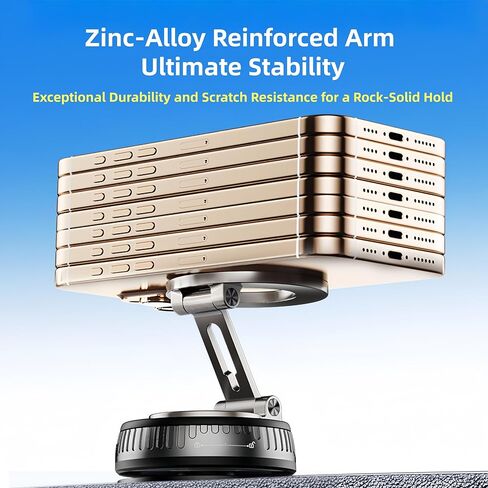 2026 Upgraded Magnetic Car Phone Mount for MagSafe: 360° Rotatable Adjustable Holder with 180+LBS Strong Suction Cup & 4200gf Magnet, Compatible with iPhone Series & Android Devices, Black in Kuwait