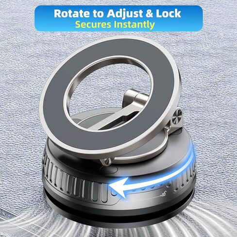 2026 Upgraded Magnetic Car Phone Mount for MagSafe: 360° Rotatable Adjustable Holder with 180+LBS Strong Suction Cup & 4200gf Magnet, Compatible with iPhone Series & Android Devices, Black in Kuwait