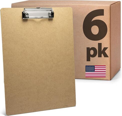 Officemate Recycled Wood Clipboards, Low Profile Clip, 6 Pack Clipboards, Letter Size (9 x 12.5 Inches), Brown (83806) in Kuwait