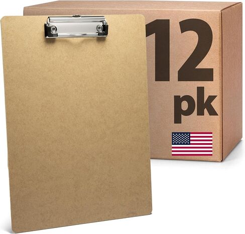 Officemate Recycled Wood Clipboards, Low Profile Clip, 6 Pack Clipboards, Letter Size (9 x 12.5 Inches), Brown (83806) in Kuwait