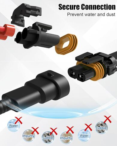 2-Pin 46Amp Waterproof Connector Terminals and Seals 10-12 AWG Up to 16V, 4PCS in Kuwait
