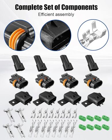 2-Pin 46Amp Waterproof Connector Terminals and Seals 10-12 AWG Up to 16V, 4PCS in Kuwait