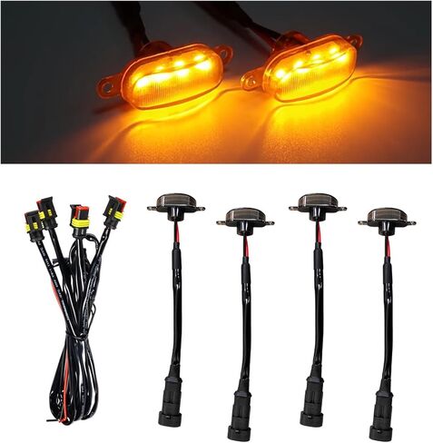 5PCS Car LED Grille Lights, Waterproof Bumper Trim Lamp Front Grill Light with Wiring Harness, LED Running Light Exterior Lamps Compatible with F150 F250 F350 (Black & White, 5PCS) in Kuwait