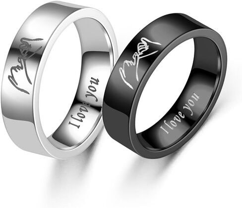 خواتم الوعد المطابقة المخصصة للأزواج مع حلقتين، مجموعة خواتم الخطوبة له ولها، خواتم الوعد المنقوشة للأزواج هدية عيد الميلاد in Kuwait