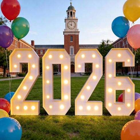 3ft 2026 Light Up Marquee Numbers Class of 2026 Graduation Large Sign Big Grad Mosaic Foam Board Giant Jumbo Lighted Letters 3 Feet Tall New Year Decorations with Lights High School College Party Prom Decor in Saudi Arabia