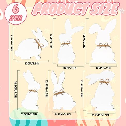 6 قطع من علامات خشبية لطاولة أرنب عيد الفصح، ديكور مزرعة على شكل أرنب مع حبل، ديكورات خشبية على شكل أرنب الربيع لعيد الفصح لحفلات المزرعة الداخلية هدية مكتب المنزل in Kuwait