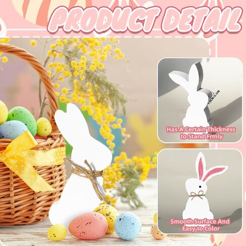 6 قطع من علامات خشبية لطاولة أرنب عيد الفصح، ديكور مزرعة على شكل أرنب مع حبل، ديكورات خشبية على شكل أرنب الربيع لعيد الفصح لحفلات المزرعة الداخلية هدية مكتب المنزل in Kuwait