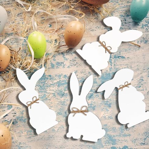 6 قطع من علامات خشبية لطاولة أرنب عيد الفصح، ديكور مزرعة على شكل أرنب مع حبل، ديكورات خشبية على شكل أرنب الربيع لعيد الفصح لحفلات المزرعة الداخلية هدية مكتب المنزل in Kuwait