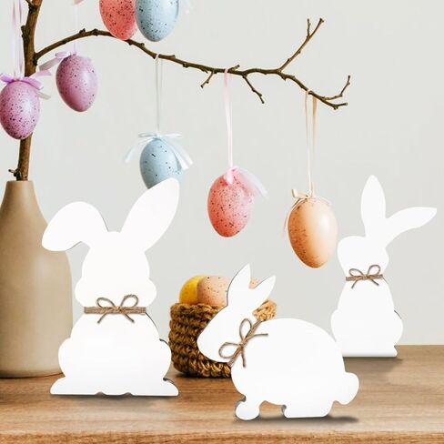 6 قطع من علامات خشبية لطاولة أرنب عيد الفصح، ديكور مزرعة على شكل أرنب مع حبل، ديكورات خشبية على شكل أرنب الربيع لعيد الفصح لحفلات المزرعة الداخلية هدية مكتب المنزل in Kuwait