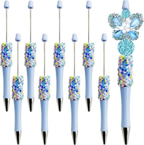 Beadable Pens Bulk 8 Pcs Fancy Pen for Beads Cute Journalling Pens for Women Fun Star Bling Ballpoint Pens Tween girls Gifts Trendy Stuff Light Pink in Kuwait