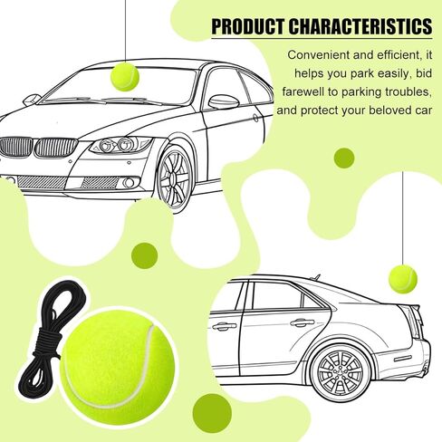 2PCS Tennis Ball Garage Parking Aid, Vehicles Parking Assist Ball & Adjustable Height Lanyard Kit, Garage Automotive Stop Indicator Avoid Crash and Scratch, Universal Fit in Kuwait