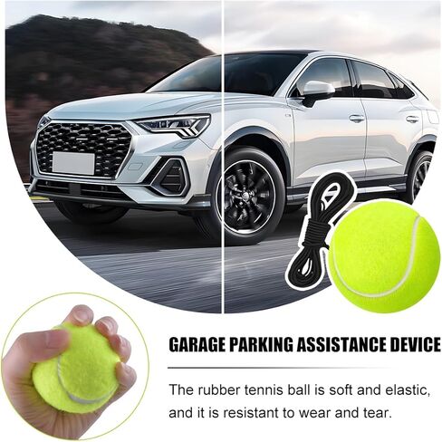 2PCS Tennis Ball Garage Parking Aid, Vehicles Parking Assist Ball & Adjustable Height Lanyard Kit, Garage Automotive Stop Indicator Avoid Crash and Scratch, Universal Fit in Kuwait