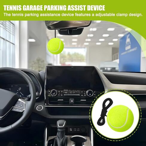 2PCS Tennis Ball Garage Parking Aid, Vehicles Parking Assist Ball & Adjustable Height Lanyard Kit, Garage Automotive Stop Indicator Avoid Crash and Scratch, Universal Fit in Kuwait