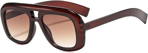 Retro Double Bridges Square Sunglasses Women Fashion Gradient Shades UV400 Men Trending Champagne Sun Glasses in Saudi Arabia
