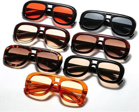 Retro Double Bridges Square Sunglasses Women Fashion Gradient Shades UV400 Men Trending Champagne Sun Glasses in Saudi Arabia