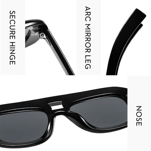 Retro Double Bridges Square Sunglasses Women Fashion Gradient Shades UV400 Men Trending Champagne Sun Glasses in Saudi Arabia