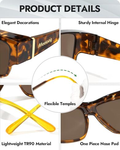 Meeloog Women Polarized Fit Over Glasses Sunglasses, Square Lightweight Wrap Around Shades For Driving Riding MST6470 in Saudi Arabia