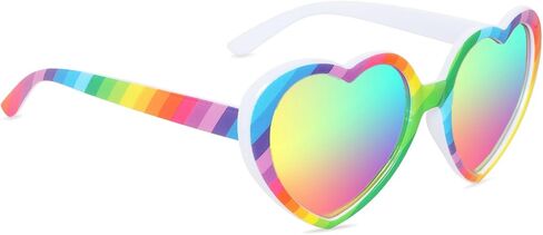 Polarized Rainbow Heart Sunglasses for Women Rainbow Eyeglasses UV400 Trendy Love Shaped Sunglasses Pride Accessories in Kuwait