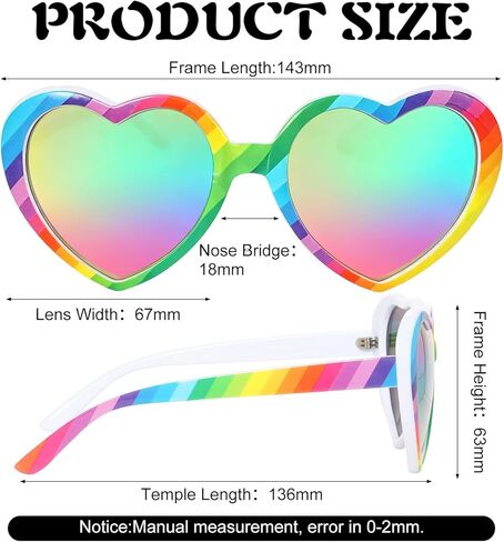 Polarized Rainbow Heart Sunglasses for Women Rainbow Eyeglasses UV400 Trendy Love Shaped Sunglasses Pride Accessories in Kuwait