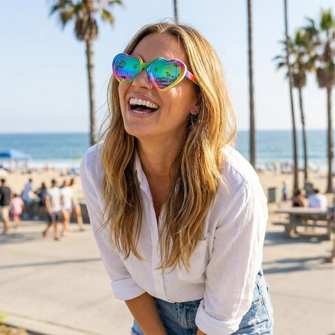 Polarized Rainbow Heart Sunglasses for Women Rainbow Eyeglasses UV400 Trendy Love Shaped Sunglasses Pride Accessories in Kuwait