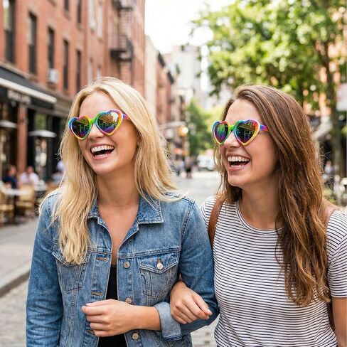 Polarized Rainbow Heart Sunglasses for Women Rainbow Eyeglasses UV400 Trendy Love Shaped Sunglasses Pride Accessories in Kuwait