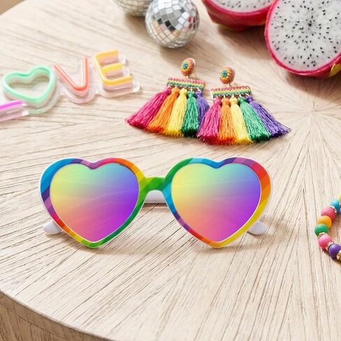Polarized Rainbow Heart Sunglasses for Women Rainbow Eyeglasses UV400 Trendy Love Shaped Sunglasses Pride Accessories in Kuwait