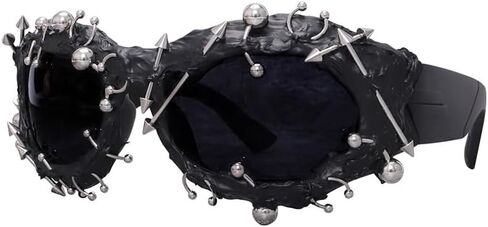bullabulling Cool Rock Punk Spike Sunglasses Metal Studded Moto Biker Glasses Black in Saudi Arabia