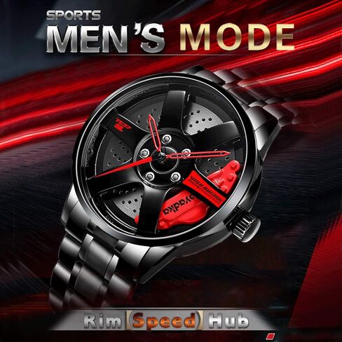 iCyber Watches for Men - Waterproof Stainless Steel Japanese Quartz Wrist Watch Sports Men’s Watches with Car Wheel Rim Hub Design in Saudi Arabia