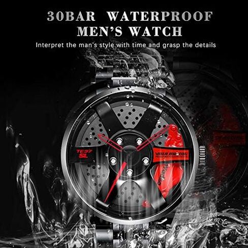 iCyber Watches for Men - Waterproof Stainless Steel Japanese Quartz Wrist Watch Sports Men’s Watches with Car Wheel Rim Hub Design in Saudi Arabia
