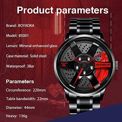 iCyber Watches for Men - Waterproof Stainless Steel Japanese Quartz Wrist Watch Sports Men’s Watches with Car Wheel Rim Hub Design in Saudi Arabia