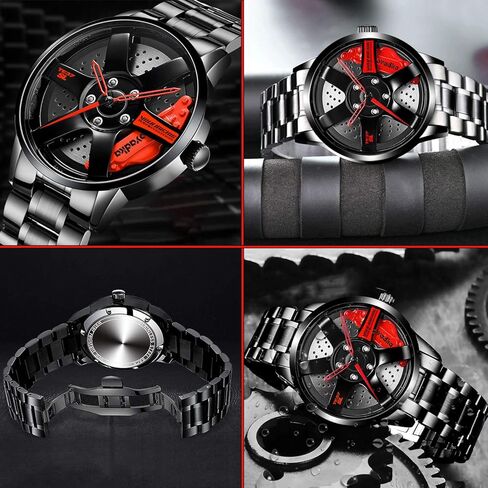 iCyber Watches for Men - Waterproof Stainless Steel Japanese Quartz Wrist Watch Sports Men’s Watches with Car Wheel Rim Hub Design in Saudi Arabia