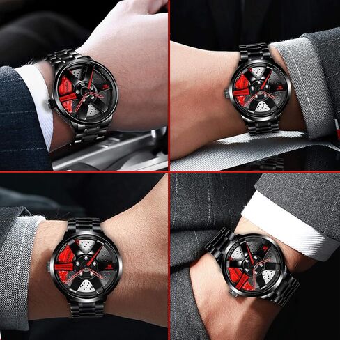 iCyber Watches for Men - Waterproof Stainless Steel Japanese Quartz Wrist Watch Sports Men’s Watches with Car Wheel Rim Hub Design in Saudi Arabia