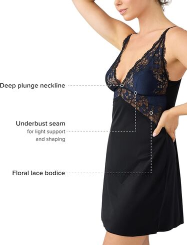 Wacoal Women's Modern Affair Lace Stretch Satin Plunge Chemise Lingerie, 814481 in Saudi Arabia