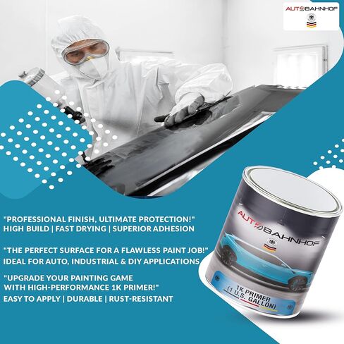 AB-PF 3000 1K Primer Surfacer Gray - طلاء تمهيدي عالي الأداء للسيارات، معالجة سريعة، التصاق قوي، طبقة أساسية ناعمة للطلاء، حماية من الصدأ، توافق متعدد الأسطح - 1 جالون in Kuwait