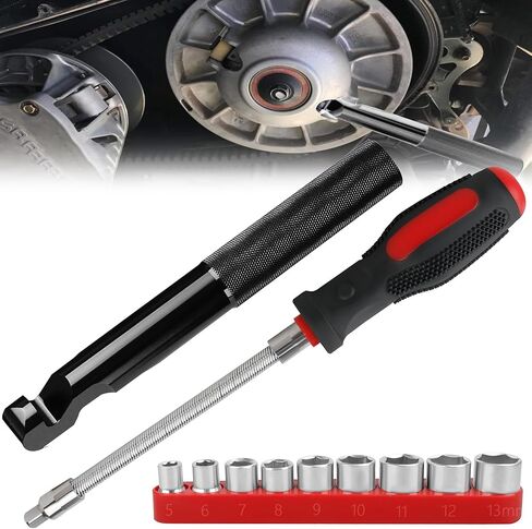 Belt Changing Removal Tools Kit Compatible with Polaris 800 900 S 1000 XP XP4 General 1000, Clutch Cover Removal Tool with Flexible Driver Reversible Sockets 5mm-13mm, Black in Saudi Arabia