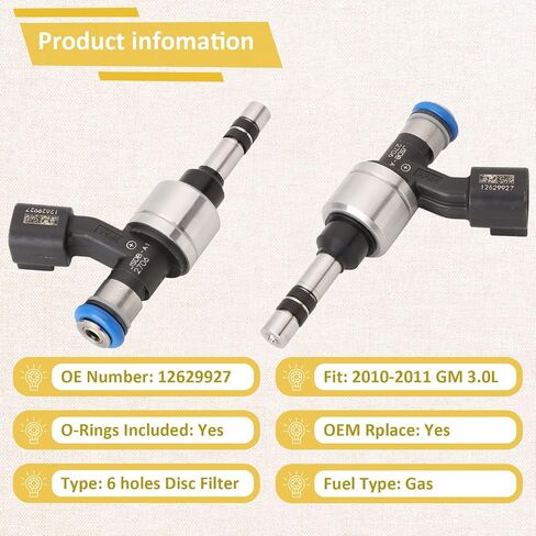 حاقن الوقود GM-3.0 GDI 2010-2011، متوافق مع/كاديلاك CTS SRX 3.0L، متوافق مع/GMC Terrain، متوافق مع/Chevy 3.0 Equinox، مجموعة من 6، OE#12629927 in Saudi Arabia