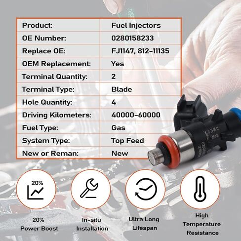 6pcs FJ1147 62410 Fuel Injector 0280158233 05184085AC 5184085AD FJ1147 Fuel Injectors Applied for 3.6L V6 Fuel Injector Replacement Parts in Saudi Arabia